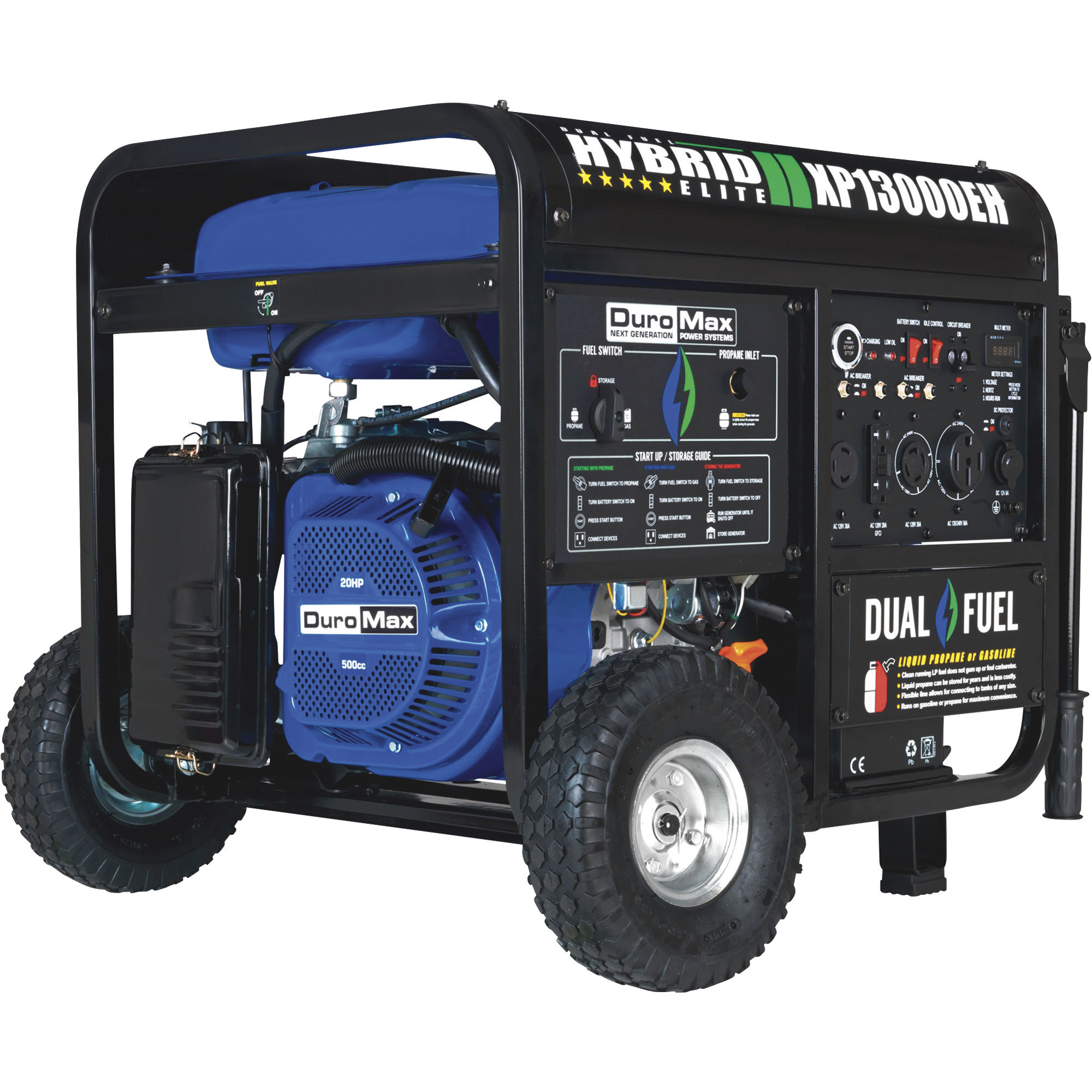 DuroMax Dual Fuel Generator with CO Alert — 10,000 Surge Watts, 8000